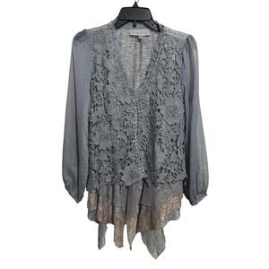 Pretty Angel Whimsy Fairy Core Flowy Lace Crochet Blouse L